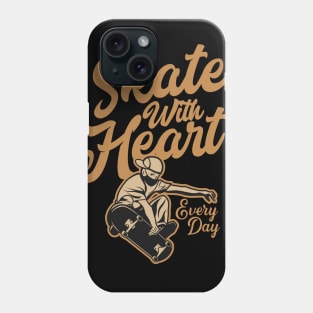 Skate with heart pro styler manouver vintage typography everyday Phone Case