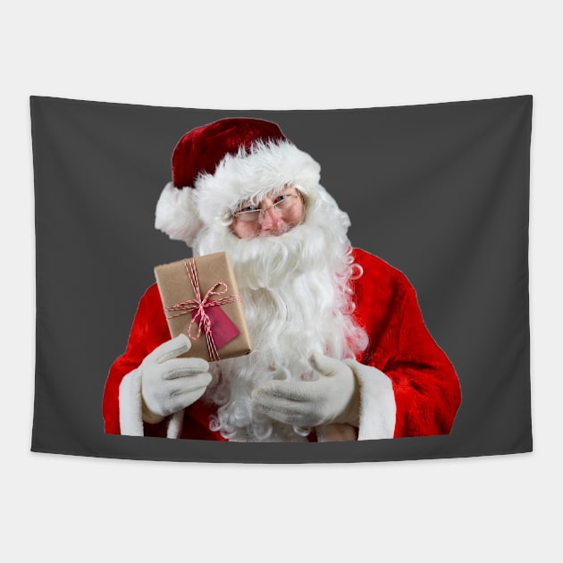 Santa Clause with Present Tapestry by  Karma Institute