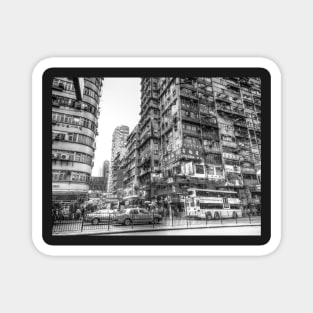 Nathan Road, Kowloon, Hong Kong Black And White Magnet