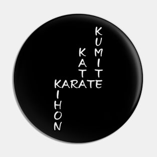 Kihon-Kata-Kumite-Karate Crossword (White Font) Pin