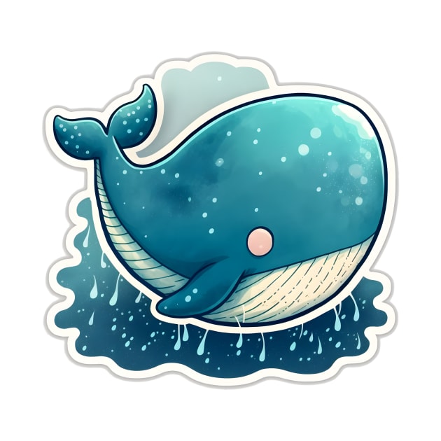 Chubby Blue Whale (white border) by CutePlanetEarth