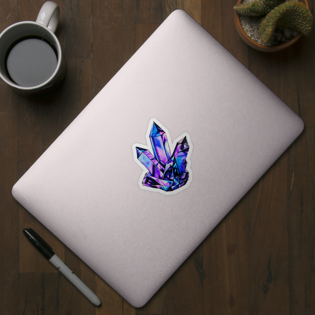 GLOSSY STICKER: Blue and Black Crystal Moon , Dark Aesthetic Crystal Sticker  , Crystal Sticker , Blue Crystal Sticker , Crystal Stickers 