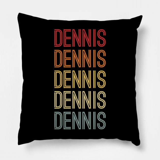 Dennis Name Vintage Retro Gift Named Dennis Pillow by CoolDesignsDz