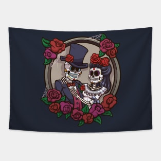 Sugar Skull Skeleton Couple Tapestry