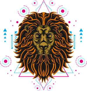 retro lion sacred geometry Magnet