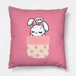 Sleepy Bunny in Polka Dot Pocket Pillow