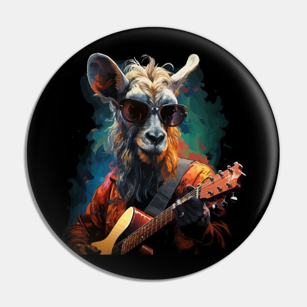 Goat Playing Guitar Pin by JH Mart