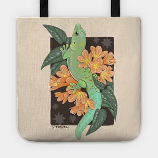 Madagascar Giant Day Gecko with Bush Lilies and Cebu Blue Pothos Tote