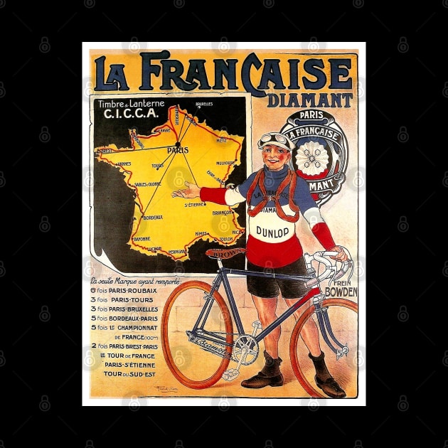 La Francaise Diamant Vintage Competing Tour De France Bicycle Racing Print by posterbobs