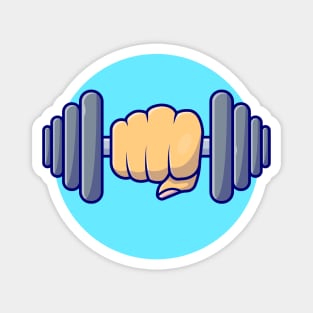 Hand Lifting Dumbbell Cartoon Vector Icon Illustration Magnet