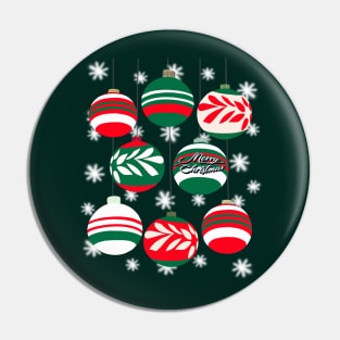 Christmas Holidays Baubles in Green and Red Pin