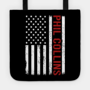 Graphic Phil Collins Proud Name US American Flag Birthday Gift Tote