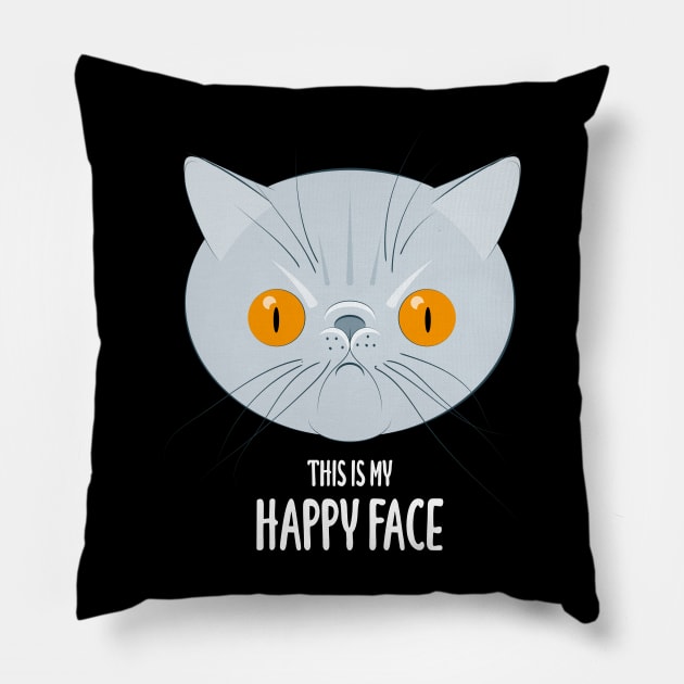 This is my happy face - exotic cat Pillow by Wonderingalice