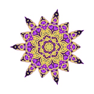 Purple and Yellow Abstract Mandala Star Silhouette T-Shirt