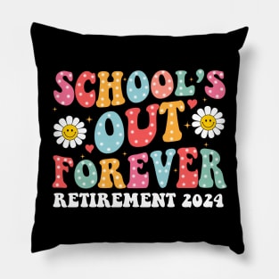 Retro School's Out Forever Retirement 2024 Retired Teacher Pillow