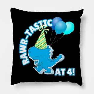 Rawr-Tastic at 4 Dinosaur Theme Boy's Birthday Party Pillow