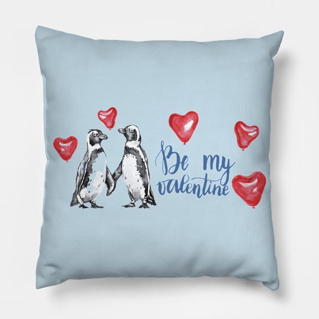 Penguin be my valentine Pillow by Mako Design 