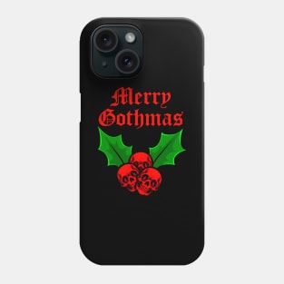 Merry Gothmas. Goth Christmas Skulls & Holly Phone Case