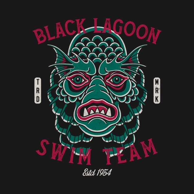 Black Lagoon Swim Team - Vintage Traditional Tattoo - Horror by Nemons