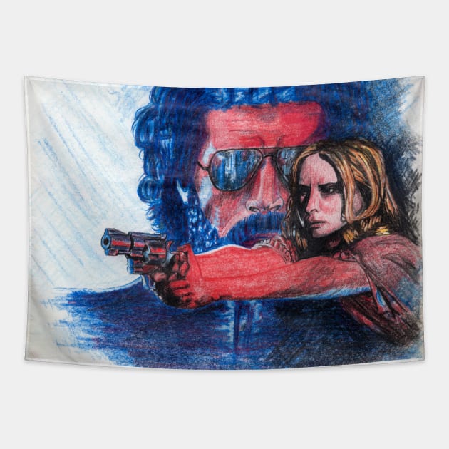 'Rush' film poster - Drawing in colour pencil Tapestry by seanfleming