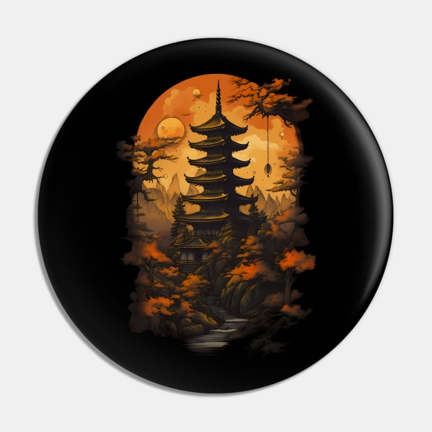 Asian village Pin by NemfisArt