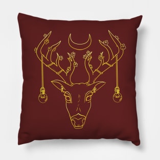 Cherry Blossom Deer in Gold Pillow