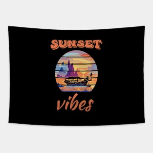 sunset vibes ocean travel Tapestry