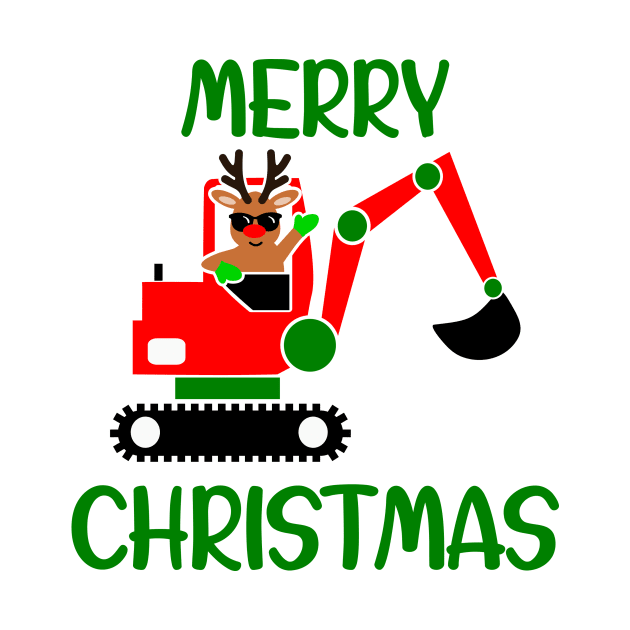 Merry Christmas Digger Construction Worker by OrnamentallyYou