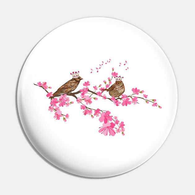 Royal Sakura Birds Pin by SWON Design