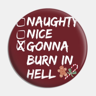 Funny Naughty and Nice Christmas Pin