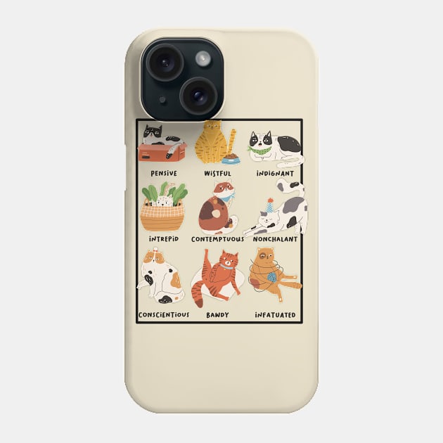 The Many Demeanors of Cats Phone Case by Perpetual Brunch