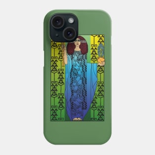 Art nouveau lady (blue on green) Phone Case