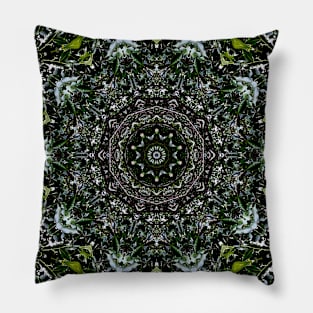 Mandala Kaleidoscope in Shades of Green Pillow