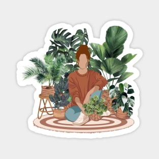 Girl with plants 3 Magnet