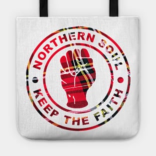 Northern soul tartan fist Tote