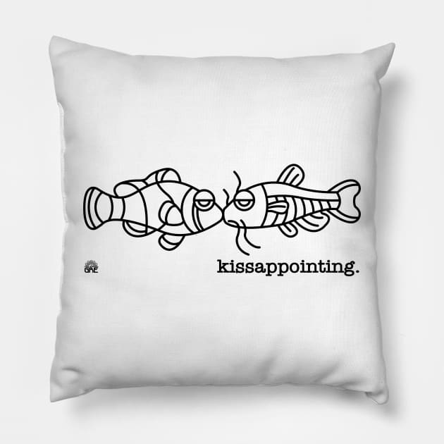 Kissappointing - black print Pillow by globalrainbowengineers 