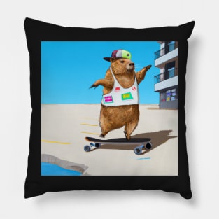 Skateboarding Capybara Pillow