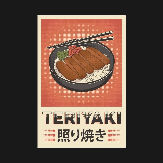 Retro Japanese Teriyaki Poster T-Shirt by MaypopHouseDesigns