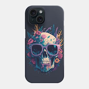 Floral Graffiti Vintage Painting Skull Phone Case