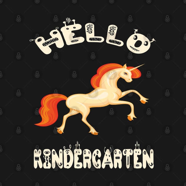 Hello Kindergarten Colorful Unicorn Back-To-School Preschool Design by familycuteycom