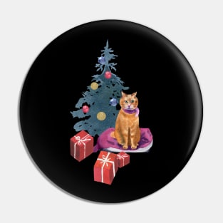 Christmas with a cat Pin