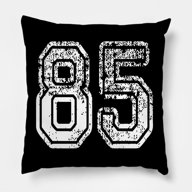 Number 85 Grungy in white Pillow by Sterling