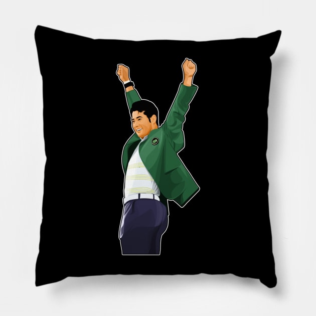 Hideki Matsuyama Green Jacket Pillow by RunAndGow