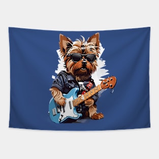 Yorkshire Terrier Playing Guitar Tapestry