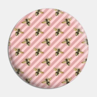 Honey Bee Neck Gator Pink and White Striped Bee Pattern Pin