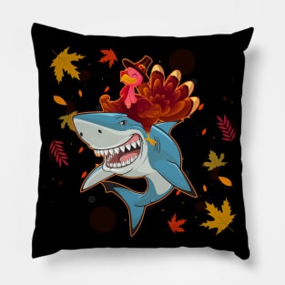 Dabbing Turkey Riding Shark Thanksgiving Christmas Gift Pillow