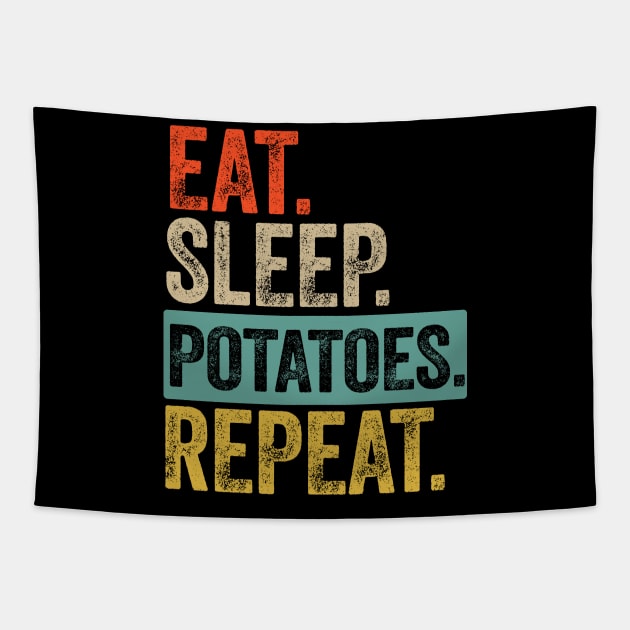 eat sleep potatoes repeat retro vintage Tapestry by Lyume