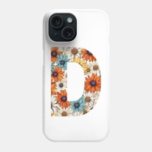 A pattern of flower shapes filling the letter D Phone Case