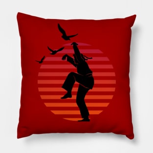 Master of Defense Karate Kick on Sunset Red Pillow