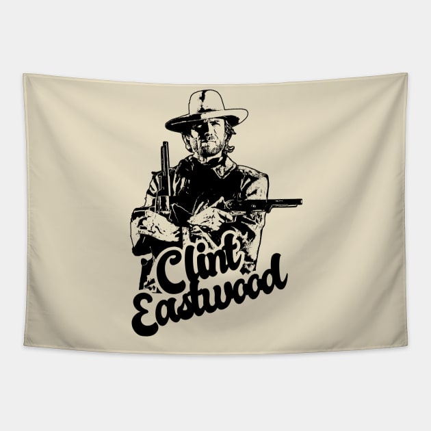 Clint Eastwood 80s Style Classic Tapestry by Hand And Finger